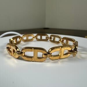 Vintage Christian Dior CD Logo Gold Tone Bracelet